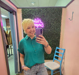 Crepe Collared Top in Kelly