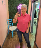 Crepe Collared Top in Pink