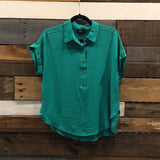 Crepe Collared Top in Kelly