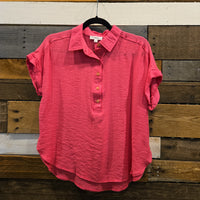 Crepe Collared Top in Pink