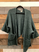 Chunky Cuffed Cardigan in Forest