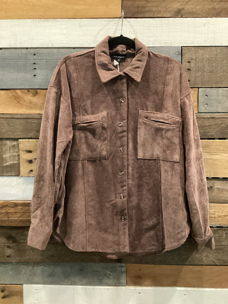 Corduroy Shacket in Brown