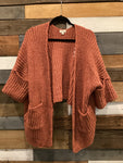 Chunky Cuffed Cardigan in Brick