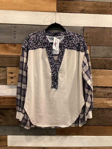 Fall on the Farm Top in Blue