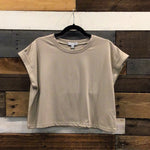 Cuffed Cropped Tee in Khaki