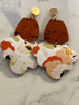 Burnt Orange and Golden Flowers Earrings