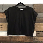 Cuffed Cropped Tee in Black