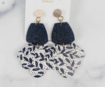 Black Glitter Scalloped Earrings