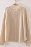Open Weave Vneck in Cream