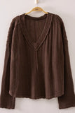 Open Weave Vneck in Chocolate