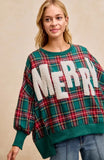 Merry Plaid Sweatshirt in green