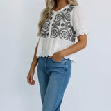 Eyelet Geo Peplum top