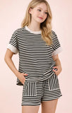 Striped Knit Shorts Set