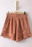 Mauve Cotton & Lace Shorts