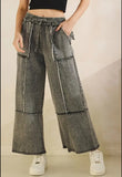 Washed Black Wide Leg Crops