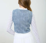 Floral Denim Tie Vest