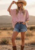 Oversized Stripes Top in Red