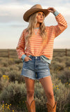Coral/Yellow Striped Sweatshirt