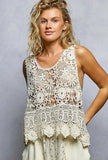 POL Natural Crochet Tank