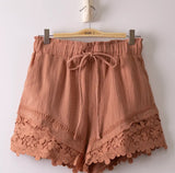 Mauve Cotton & Lace Shorts
