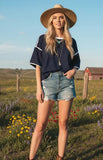 Dots Boxy Tee in Navy