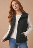 Quilted Snap Vest in black