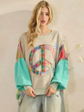 Patchwork Peace Sweatshirt in Mint