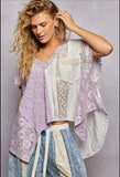 Oversized Patchwork Lace Top in Lavender