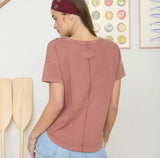 Exposed Seam Tee in Rusty Red
