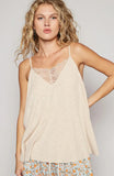 Oatmeal Ribbed Lace Tank