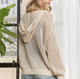 Open Knit Floral Hoodie