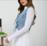 Floral Denim Tie Vest
