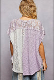 Oversized Patchwork Lace Top in Lavender