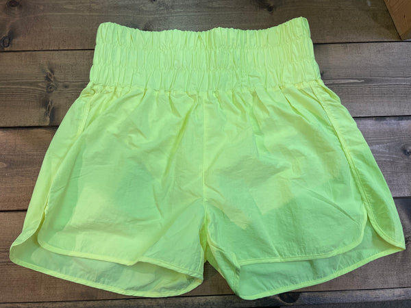 Neon Yellow Windbreaker Shorts