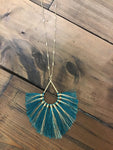 Teal & Gold Tassel Necklace