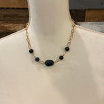 Shortie Necklace with Dark Green Stones