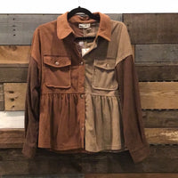 Corduroy Babydoll Shacket in Rust