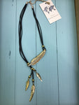 BB antiqued gold feather necklace